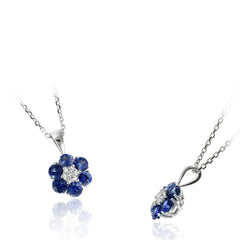 14K White Gold Sapphire and Diamond Pendant