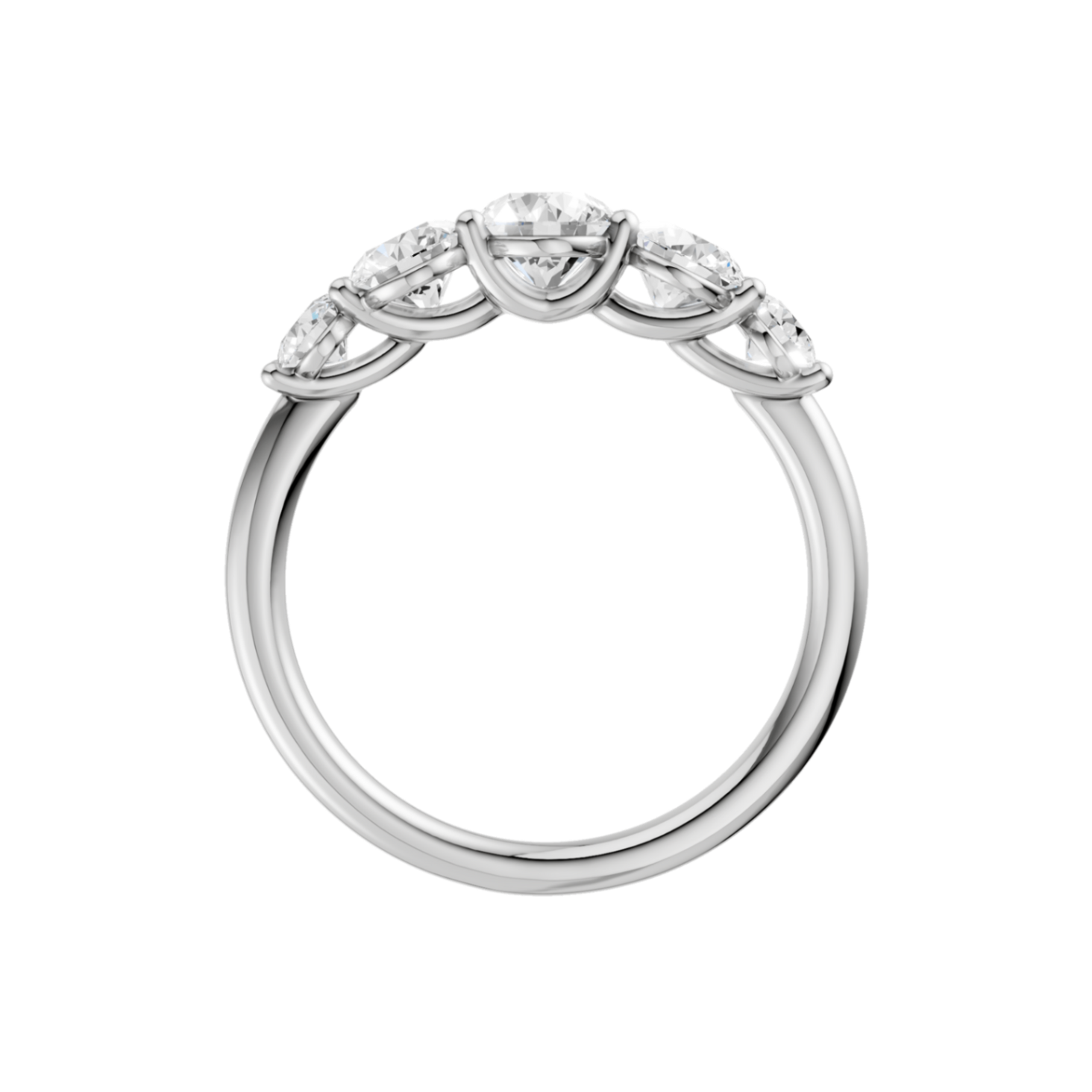 14K White Gold Graduated 5-Stone Band