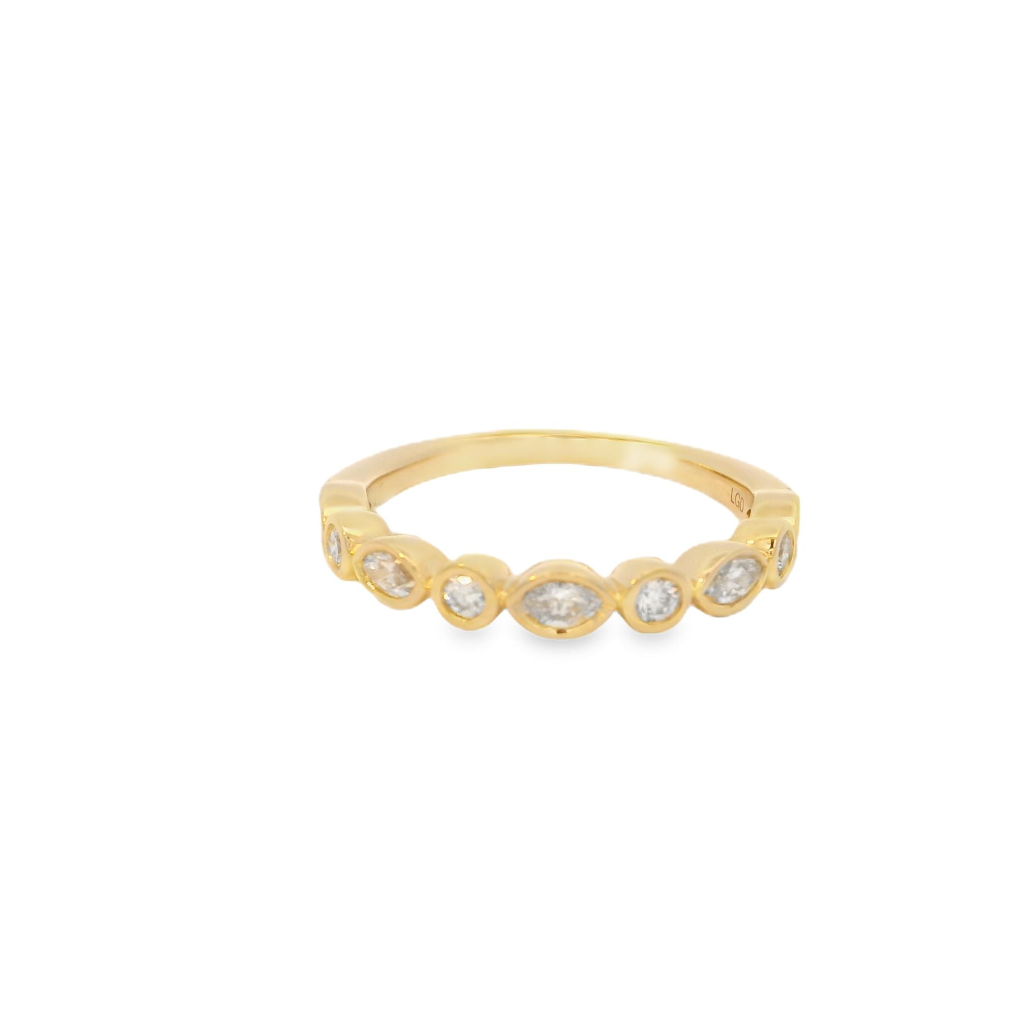 14ky Marquise and Round Band 0.42cttw