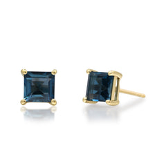 10KYG LOND BLUE TOPAZ SQ STUDS
