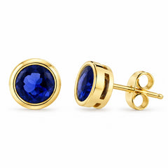 14K Yellow Gold Bezel-Set Sapphire Stud Earrings