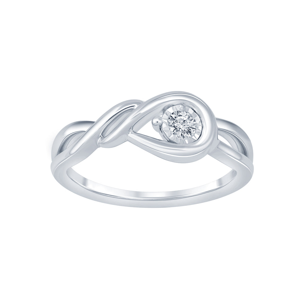 Sterling Silver Diamond Knot Ring
