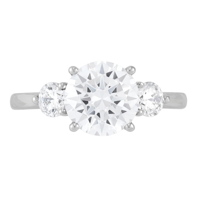 14K White Gold Three Stone Diamond Engagement Ring