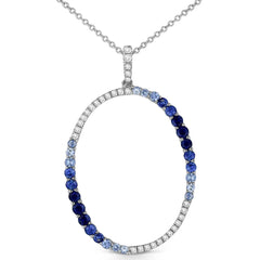 14K WG OVAL BLUE SAPPHIRE NECKLACE