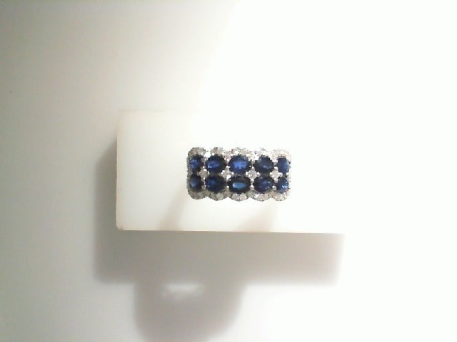 14KWG SAPPH & DIA DOUBLE ROW RING D=.41CTTW S=2.02CTTTW