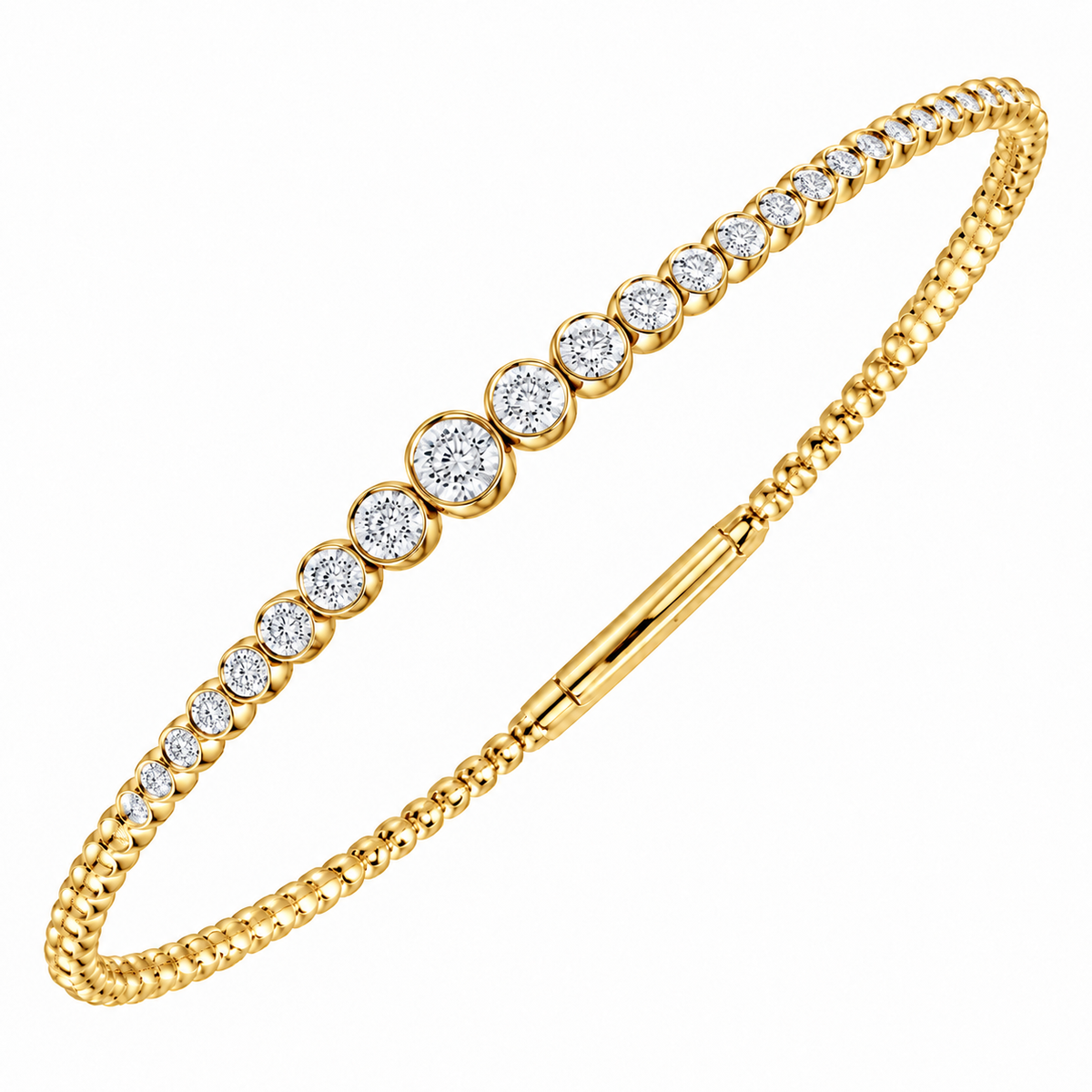 14K Yellow Gold Diamond Flexible Bangle