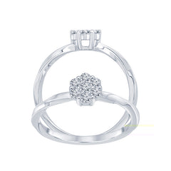 Sterling Silver Diamond Cluster Solitaire Ring