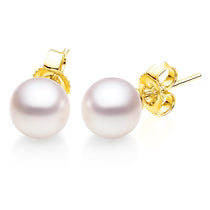 14K Yellow Gold Pearl Earrings, 6-6.5mm
