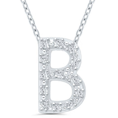 Ss .05Cttw B Initial Pendant 18"