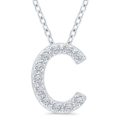 SS .05Cttw C Initial Pendant 18"