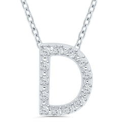 Ss .05Cttw D Initial Pendant 18"