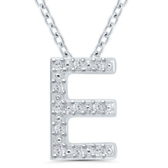 SS .05Cttw E Initial Pendant 18"