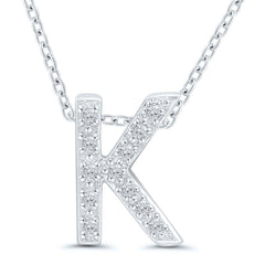 Ss .05Cttw K Initial Pendant 18" chain
