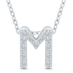 Ss .05Cttw M Initial Pendant 18"