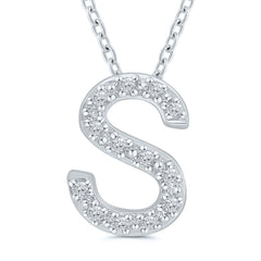 Ss .05Cttw S Initial Pendant 18"