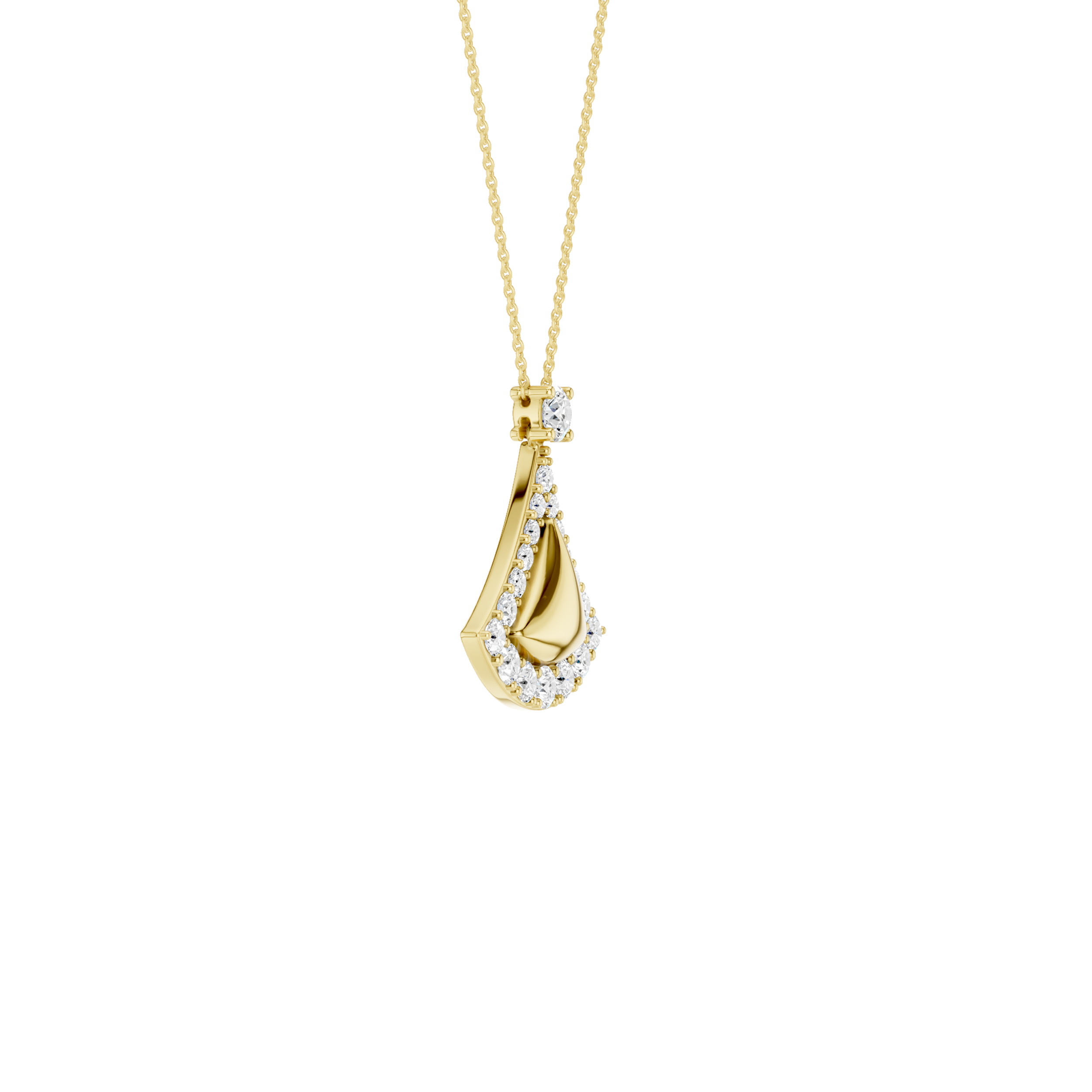14K Yellow Gold Diamond Fan Motif Pendant