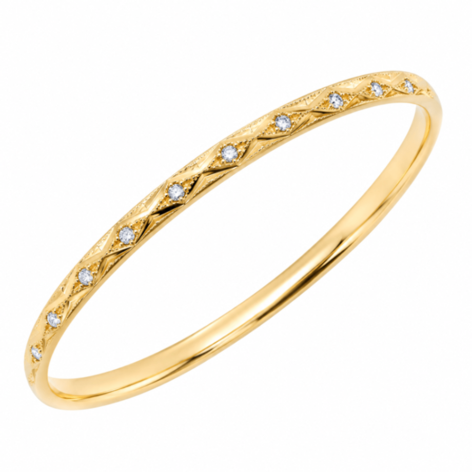 14K Yellow Gold Diamond Bangle