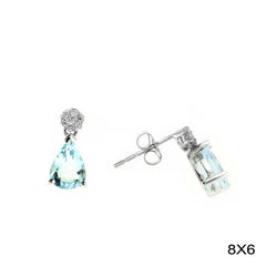 14K White Gold Aquamarine and Diamond Earrings