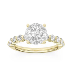 14K YG LG 2.55 CT ROUND DIA RING VS2 F BAND .65CT