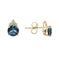 10KYG LOND BLUE TOPAZ & DIA EAR