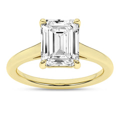 14K Yellow Gold Solitaire Emerald Cut Engagement Ring
