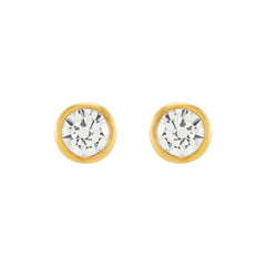 14K Yellow Gold Lab-Grown 1ct Round Diamond Bezel Stud Earrings