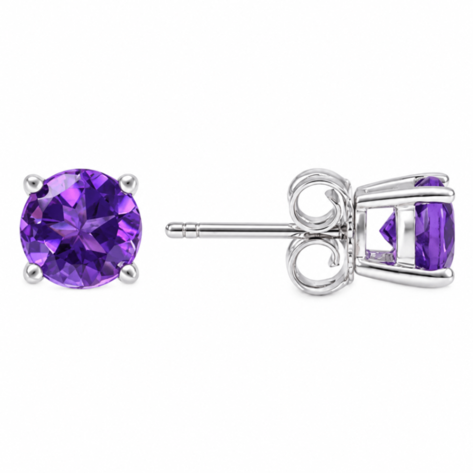 14kw 5mm Amethyst Studs