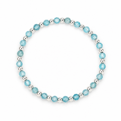 Blue Topaz & Sterling Silver Harmony Gemstone Bead Bracelet - 4MM