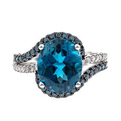 10KWG LOND BLUE TOPAZ & DIA RING