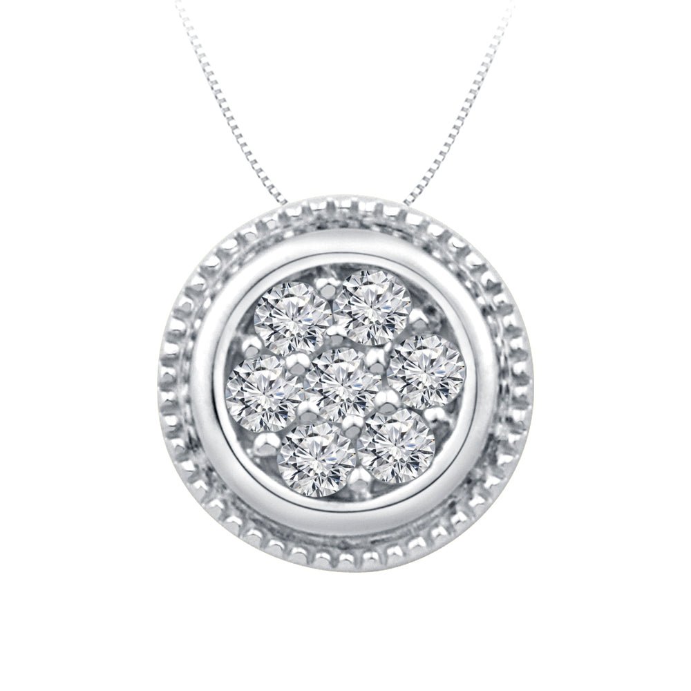 Sterling Silver Diamond Cluster Pendant