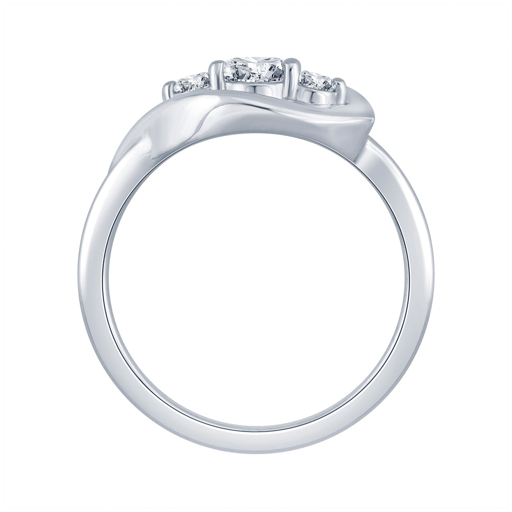 Sterling Silver Diamond Flame Ring