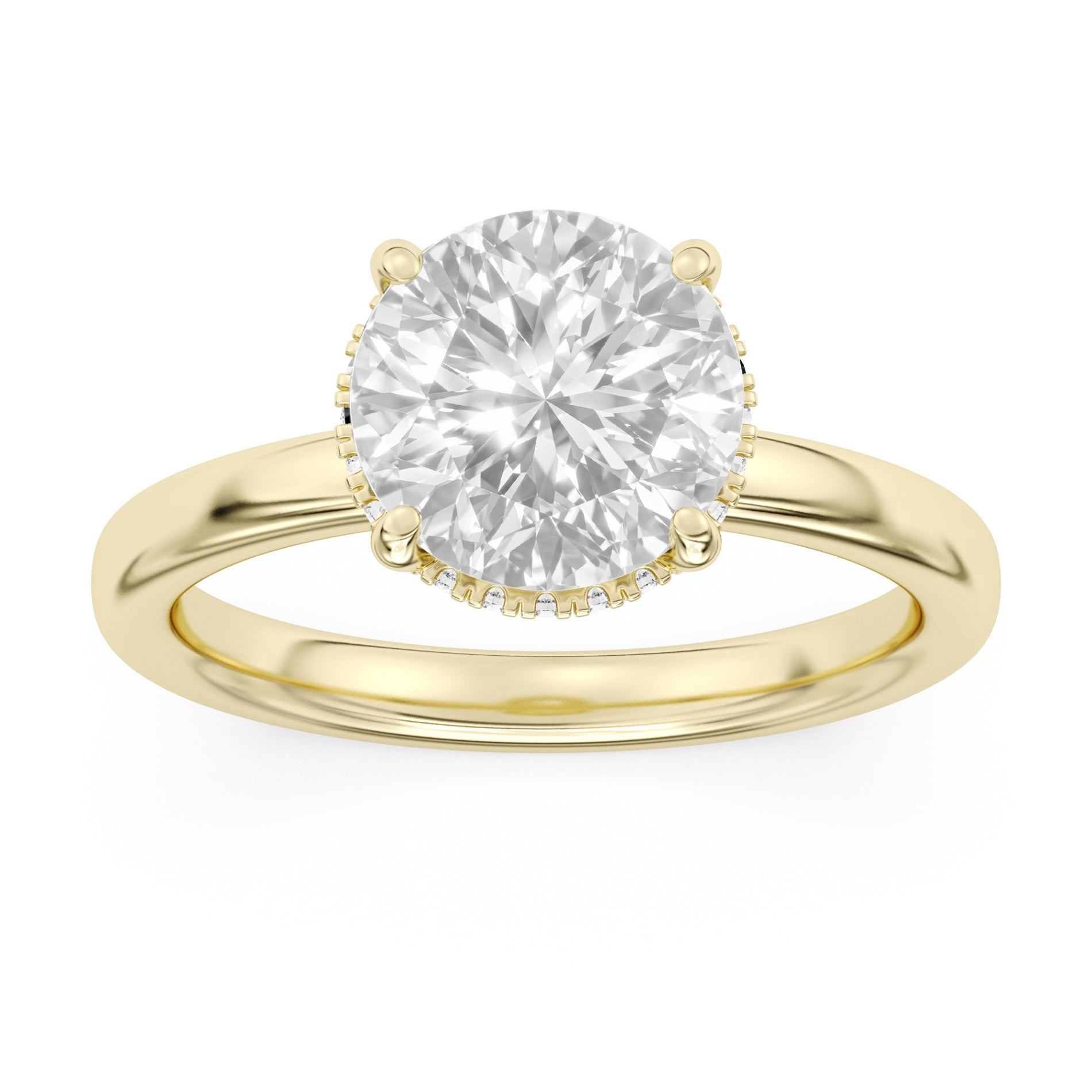 14K Yellow Gold Hidden Halo Engagement Ring