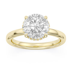 14K Yellow Gold Hidden Halo Engagement Ring