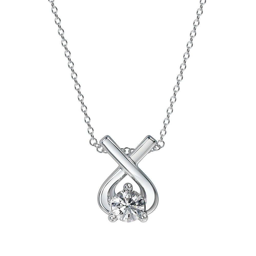 Sterling Silver Diamond Wishbone Pendant