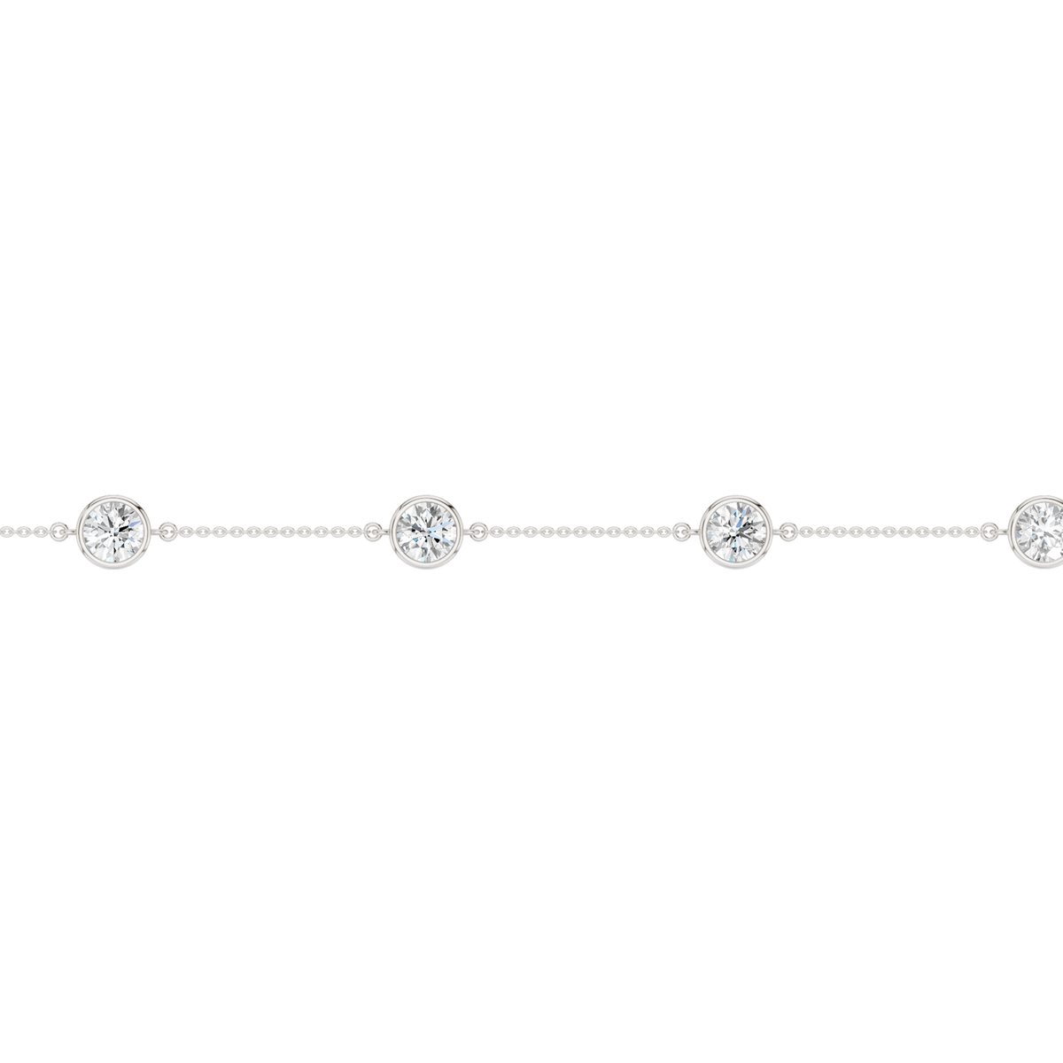 14K White Gold Station Bezel-Set Bracelet