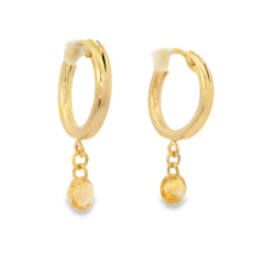 GF SM CHUNKY HOOPS-CITRINE DROP