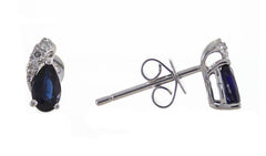 14KWG PEAR SHAPED SAPPH & DIA EARRINGS