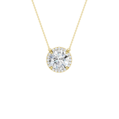 14K Yellow Gold Diamond Pendant With Halo