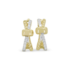 14K G & DIA HUGGY EARRINGS