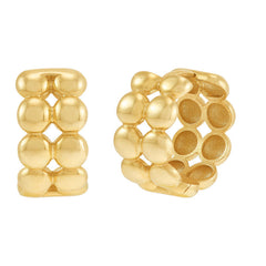 14KYG POL DBLE ROW BEAD HUGGIES