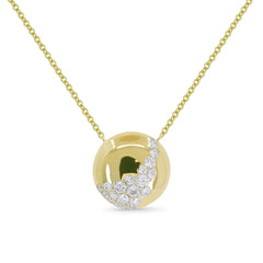 14K YG ROUND MOTIF NECKLACE W/ DIA