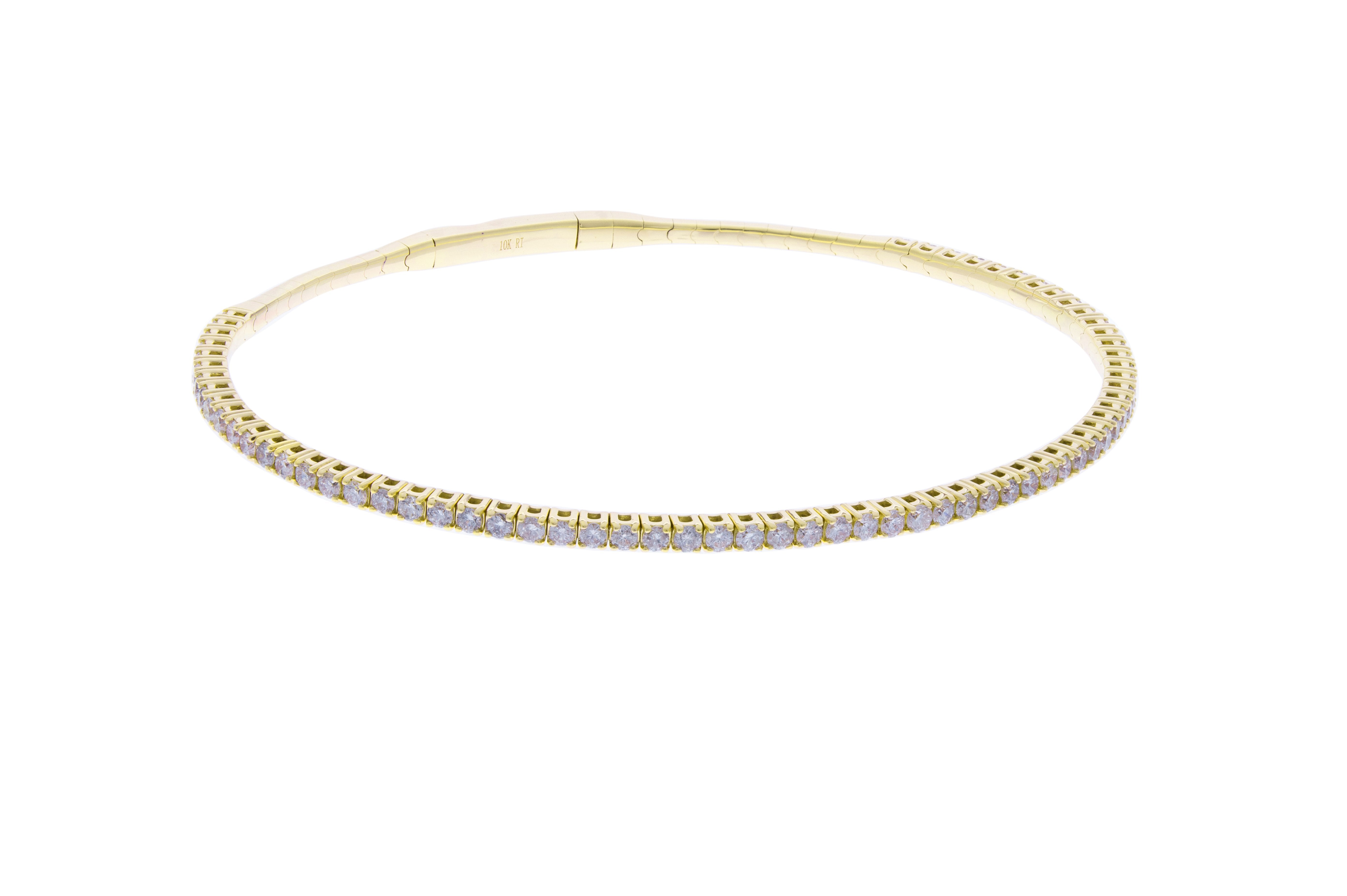 10KYG .66CTTW DIA FLEX BANGLE