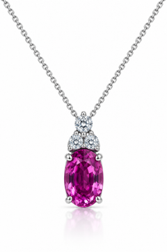 14K White Gold Pink Sapphire and Diamond Pendant