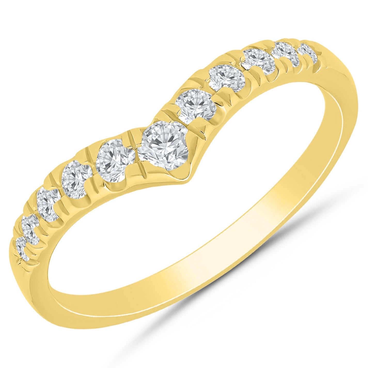 14K Yellow Gold Diamond Curve Band