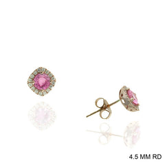 14K Rose Gold Pink Sapphire and Diamond Earrings