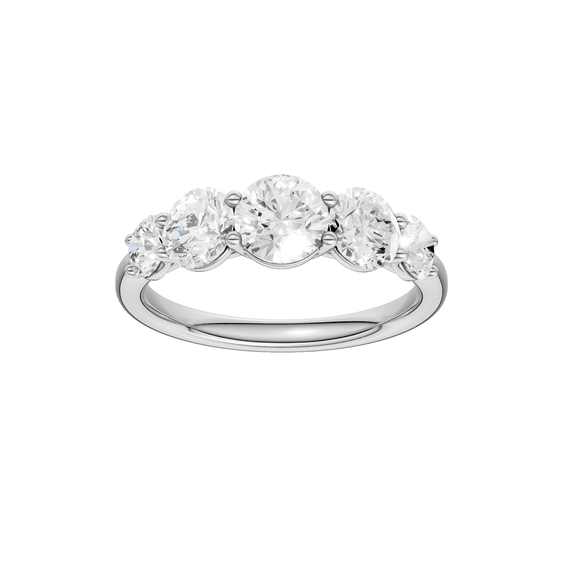14K White Gold Graduated 5-Stone Band