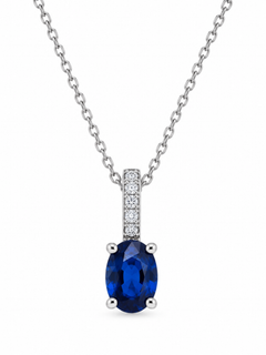 10K White Gold Oval Sapphire Pendant