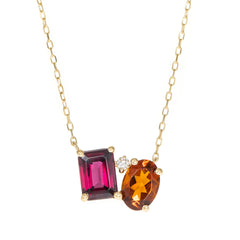 10K Yellow Gold Citrine and Garnet Necklace