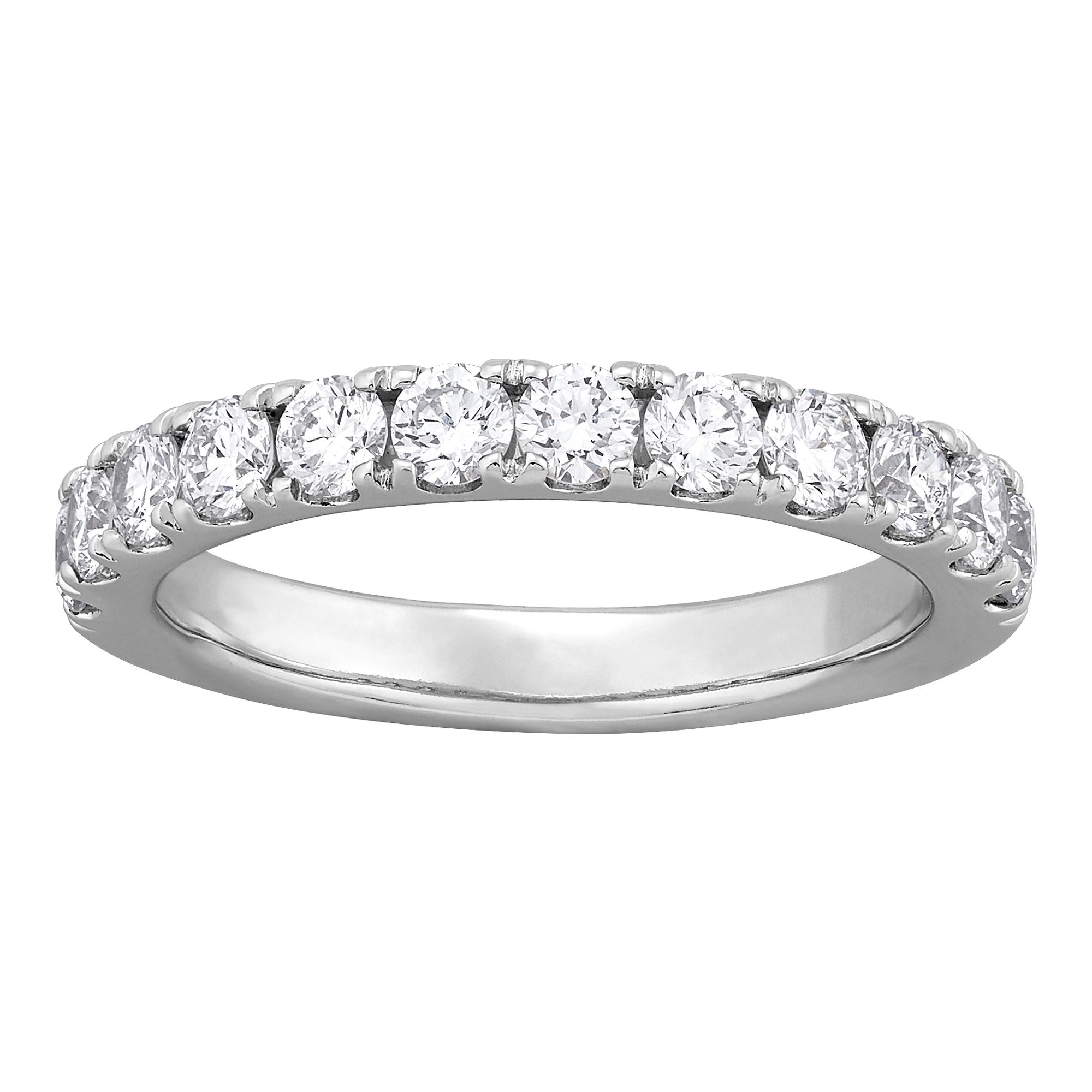 Shared Prong Halfway Wedding Band