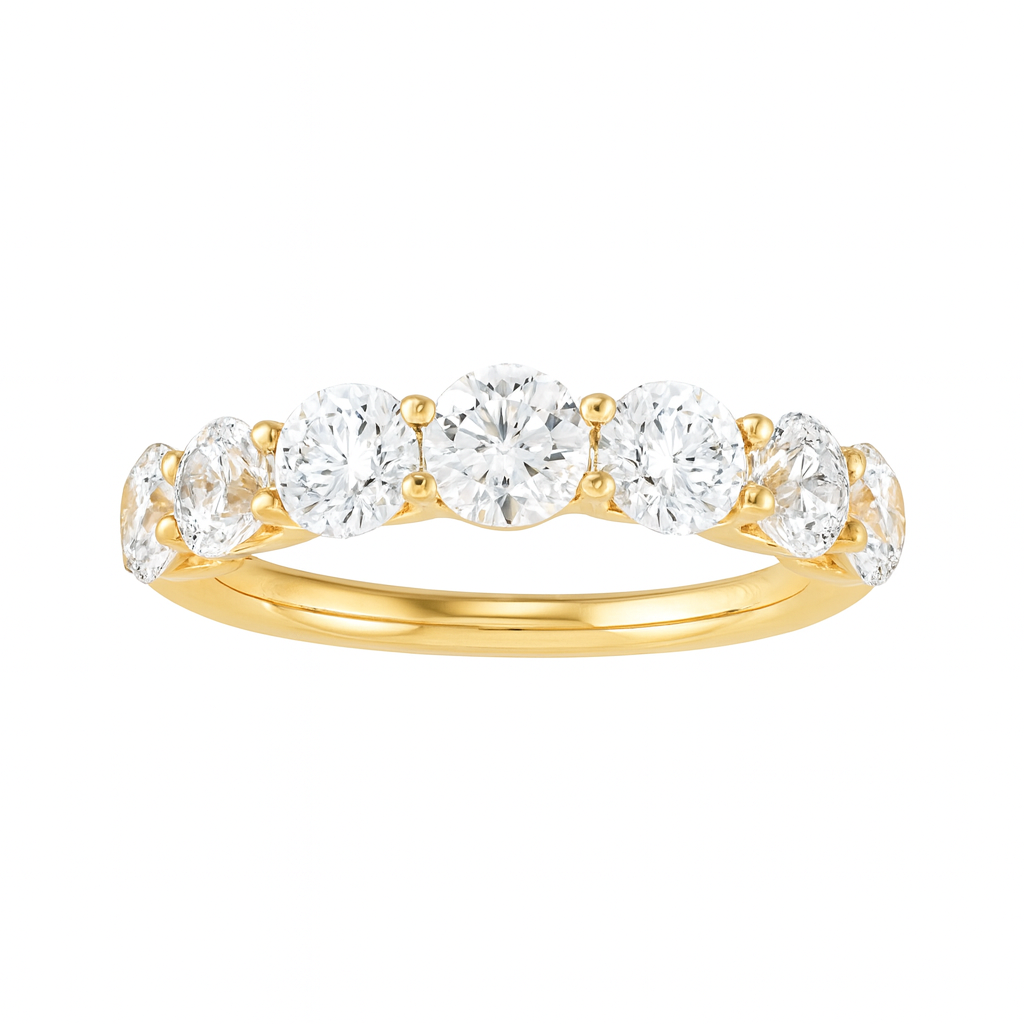 Shared Prong Halfway Wedding Band